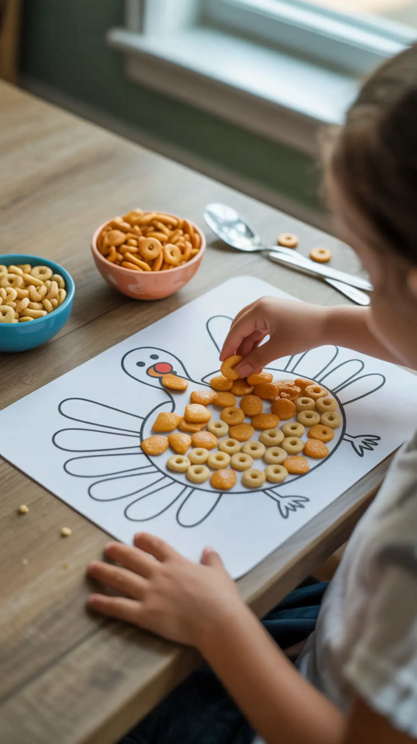 Body which with placemat feathers on a crackers of goldfish p the and is child in turkey filling image for outline happily cheerios 8