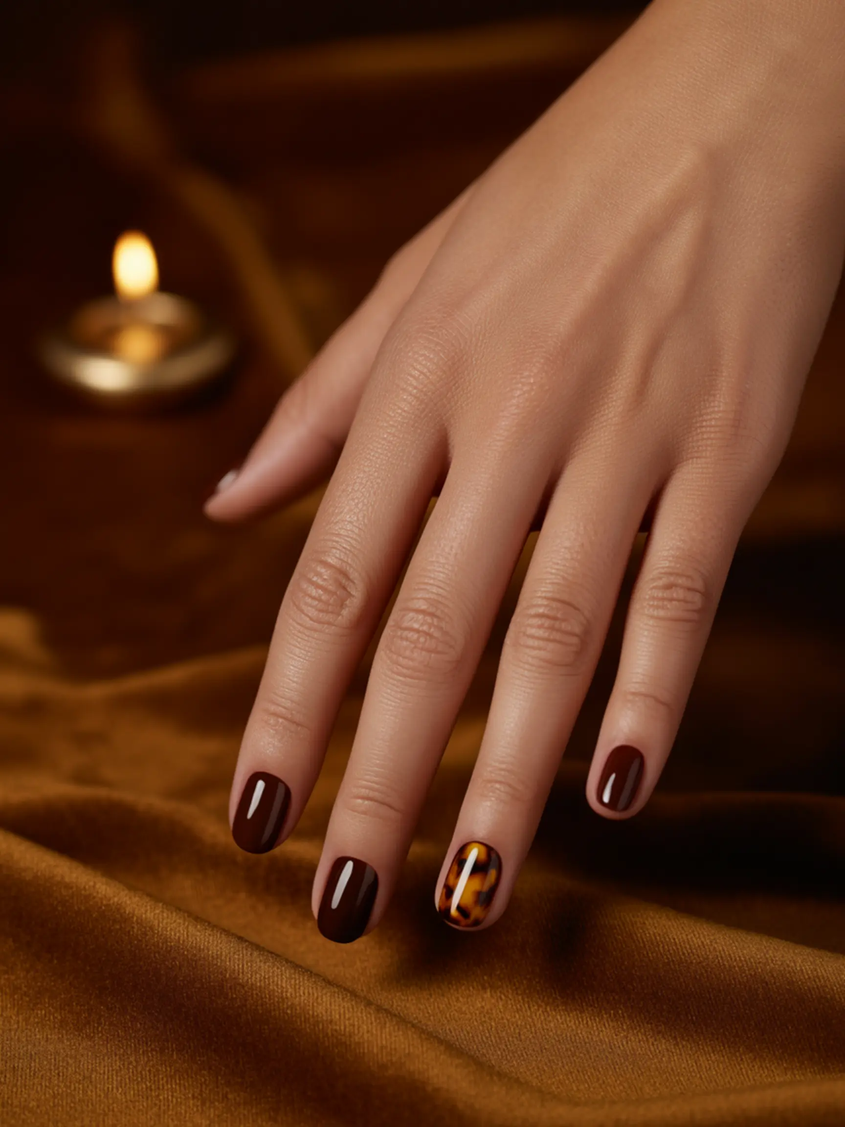 Brown features detailed most dark with a glossy short p the shine fingers high tortoiseshell image ring squoval pattern finger nails 8 painted