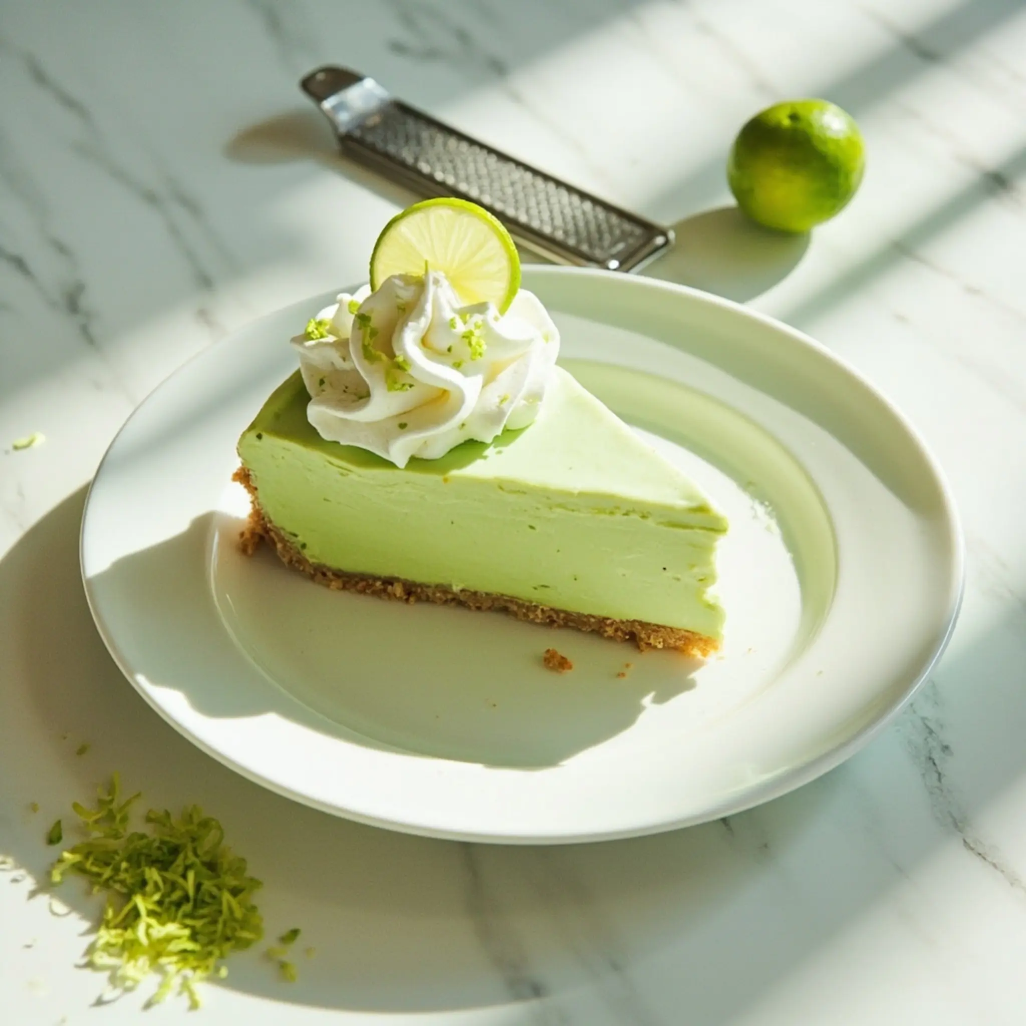 Vibrant with a whipped of thin p dollop the slice cream and pie topped lime green pale image 8