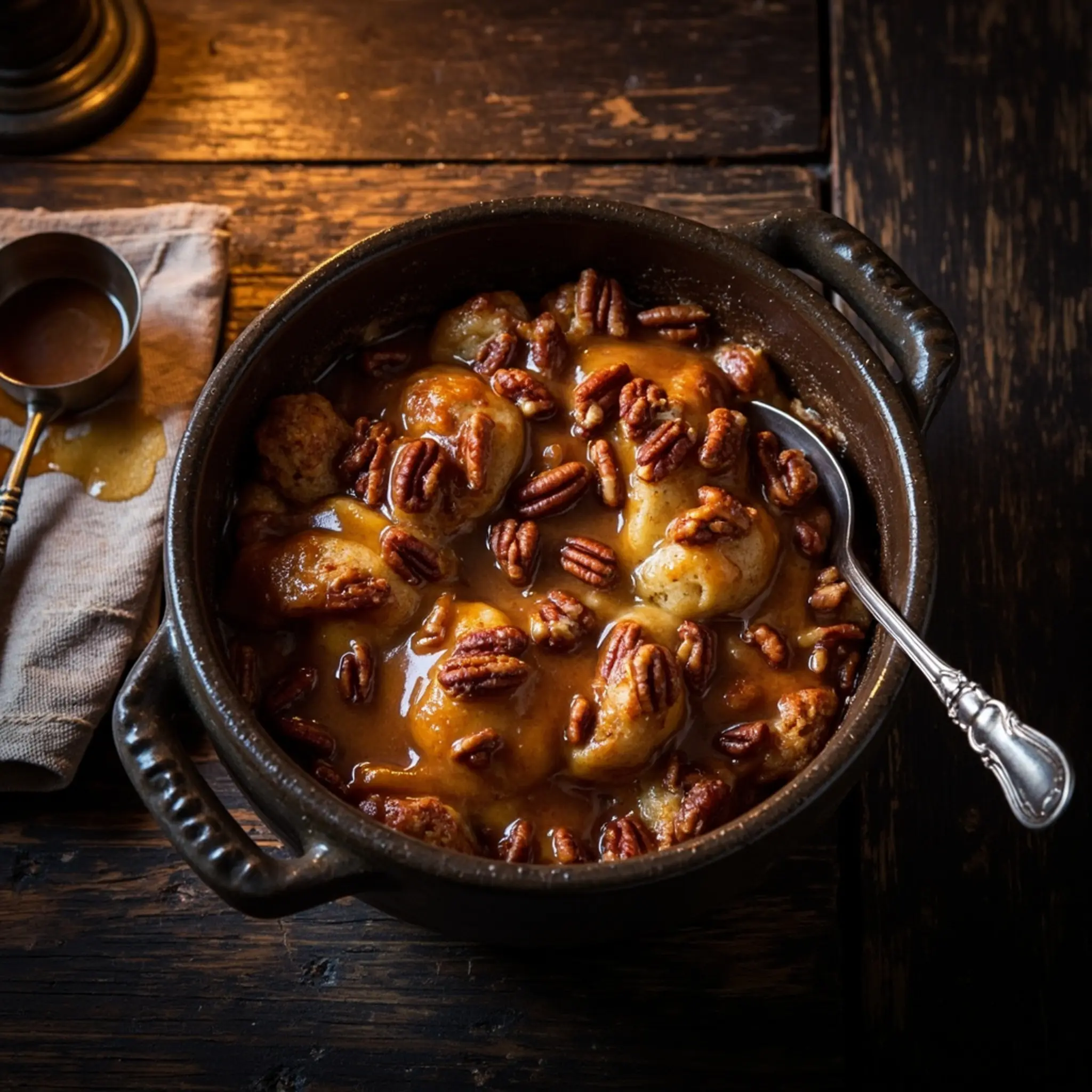 Bread bourbon pudding sauce praline h3 with pecan 8