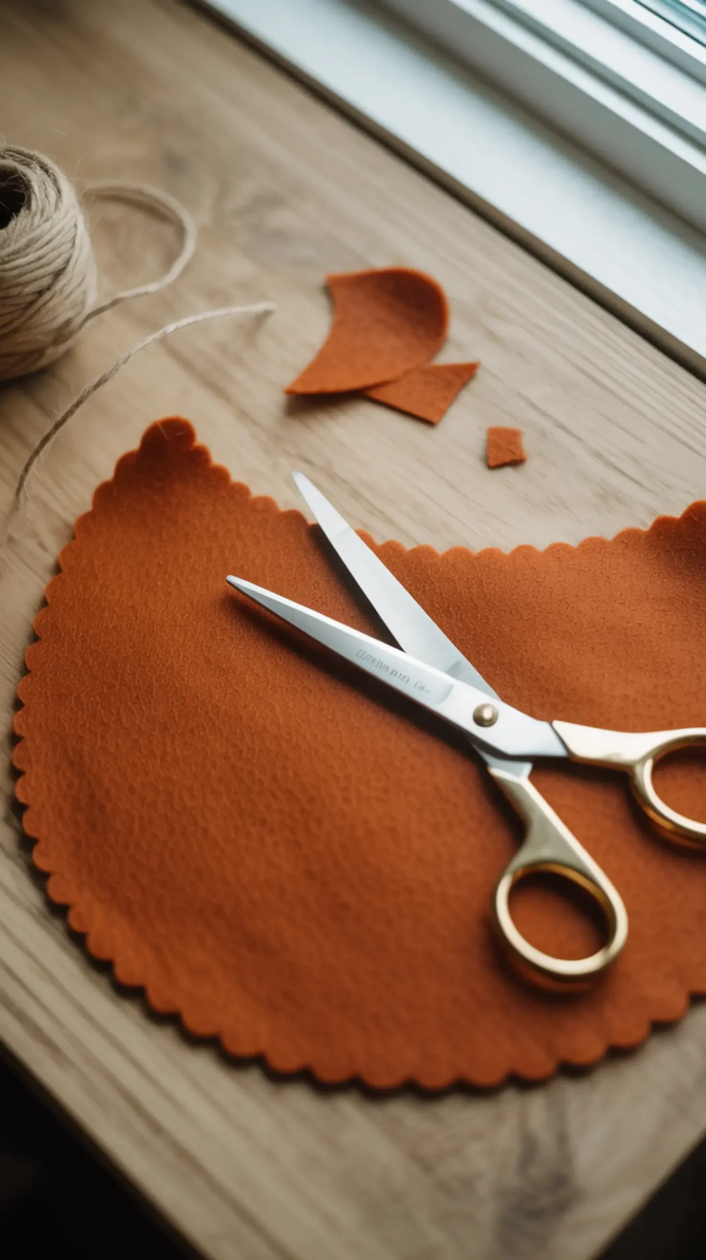 "12 Adorable DIY Thanksgiving Placemats (Ideas for Both Kids & Adults)" 9 Finished felt orange with placemat pair a of sheet edge scalloped p rust through the shape scissors image visible cutting colored 9