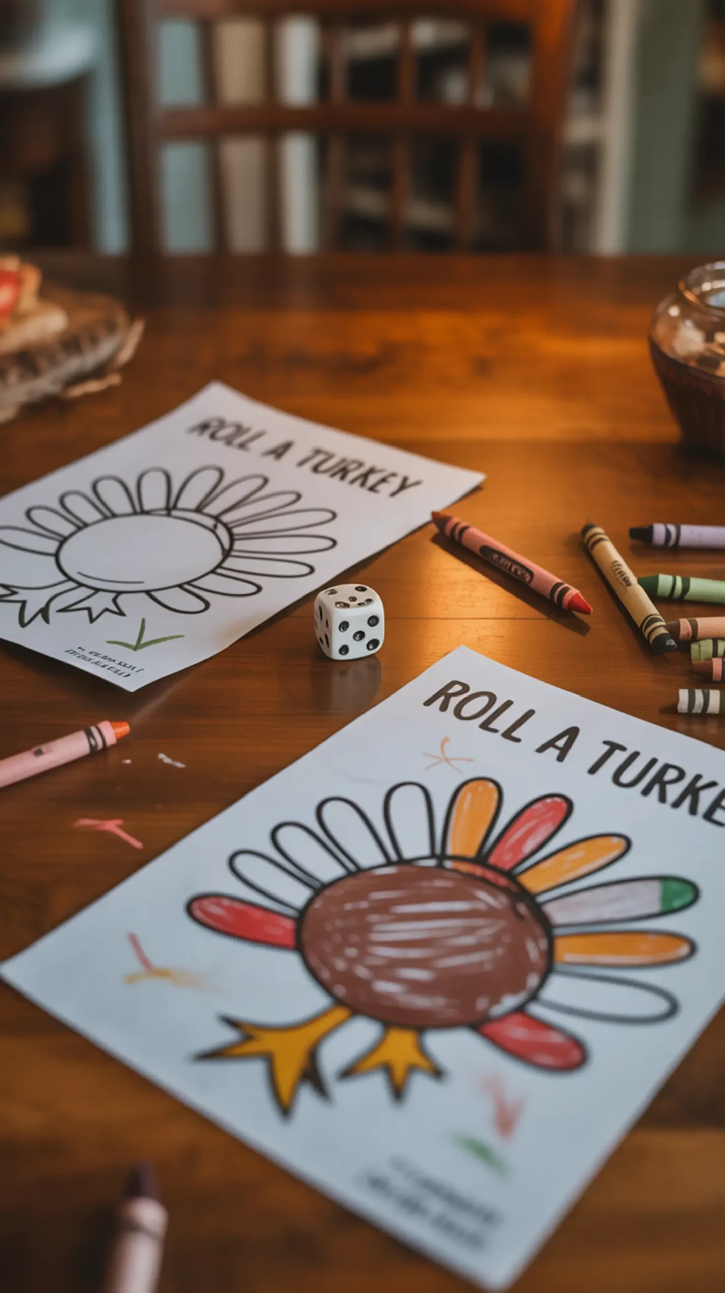 "25+ FREE Thanksgiving Printables for Kids (Easy Crafts, Placemats & Activities)" 9 Dice 8221 8220 a printable h2 turkey game roll 9