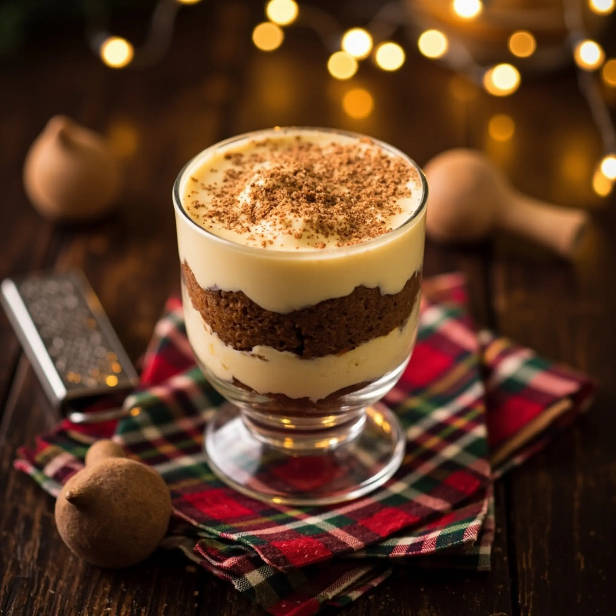 Layers dark with showing eggnog a gingerbread trifle p small the alternating pale image cup pudding yellow 9