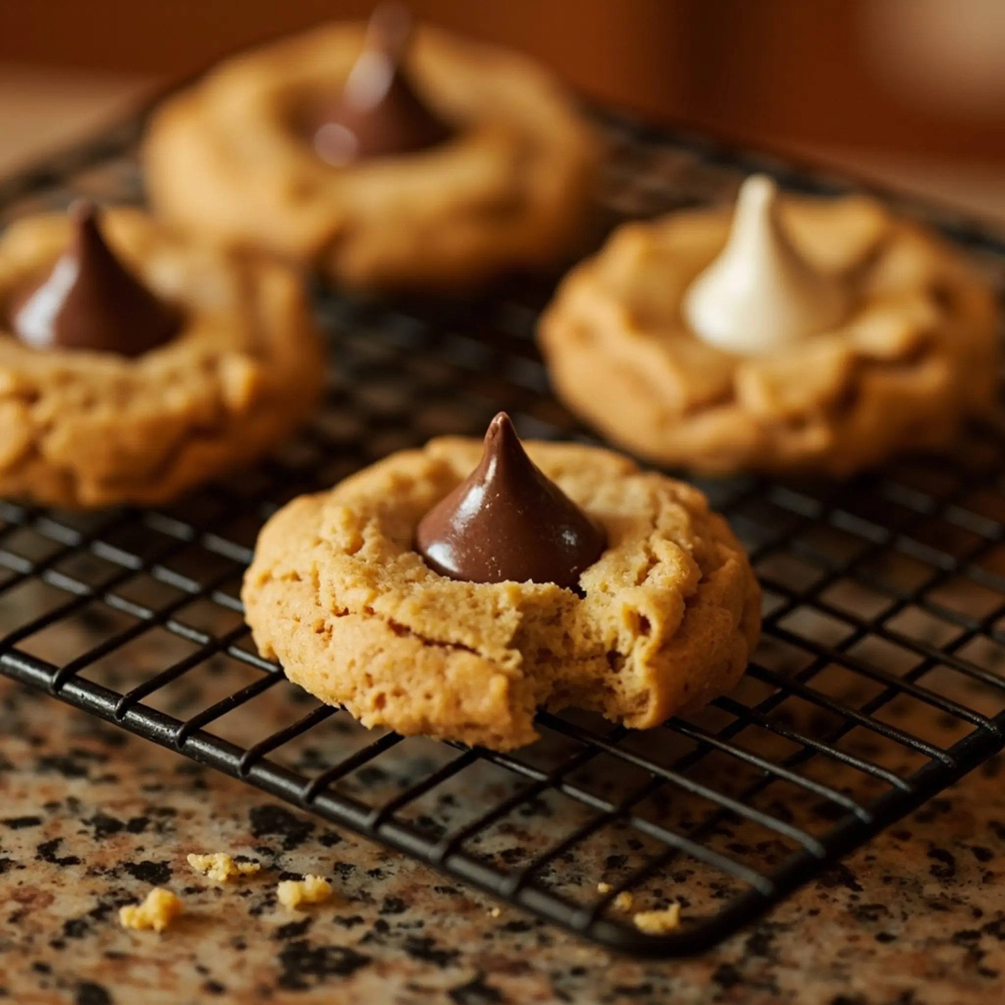 Baked perfect kiss with showing freshly on a up p chocolate rack the close cookies image filled cooling top 9
