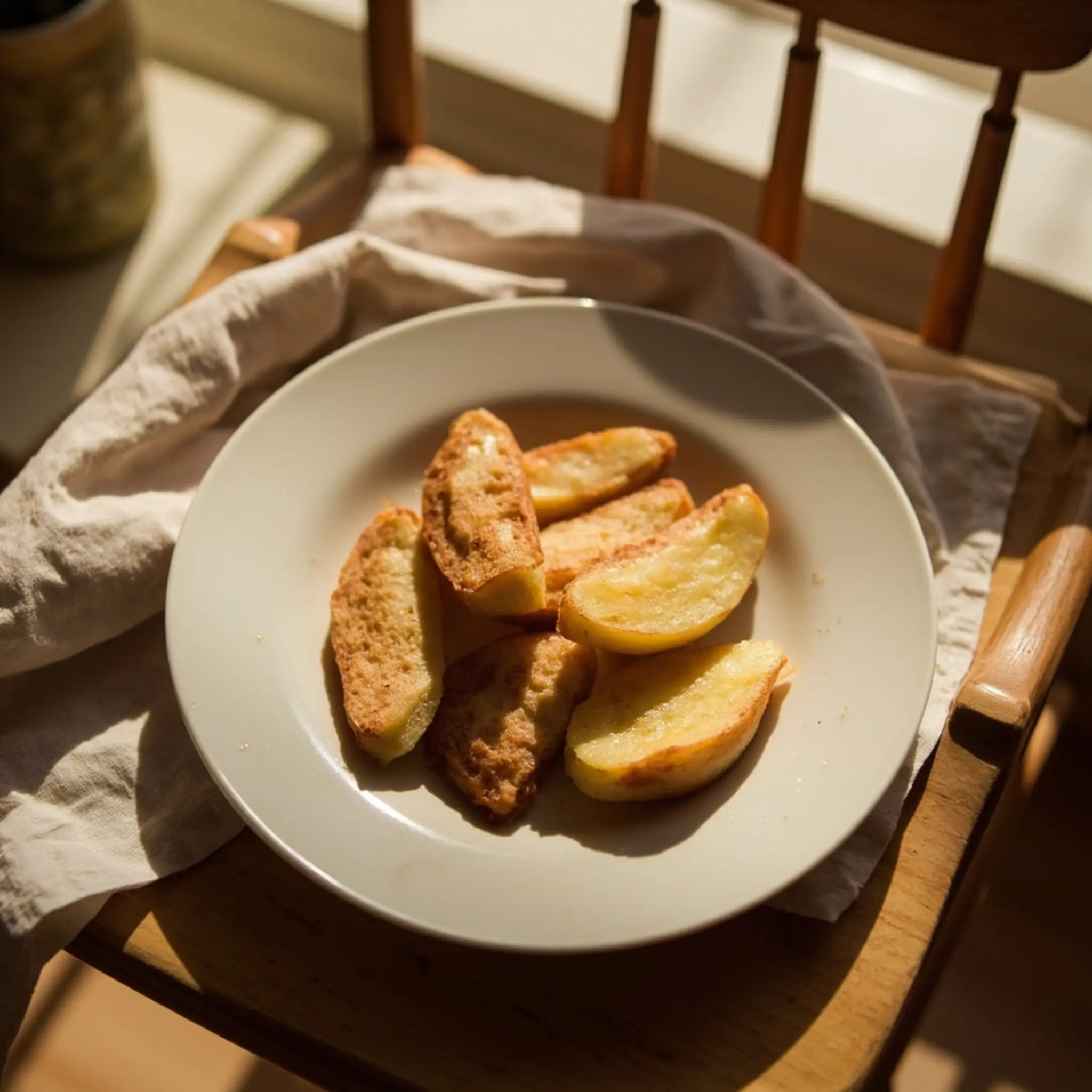 Baked apple arranged on a several they are spears tender p plate how soft image showing 9