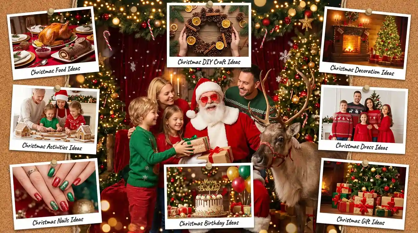 Christmas Landing page 1 A festive Christmas scene with decorations and gifts