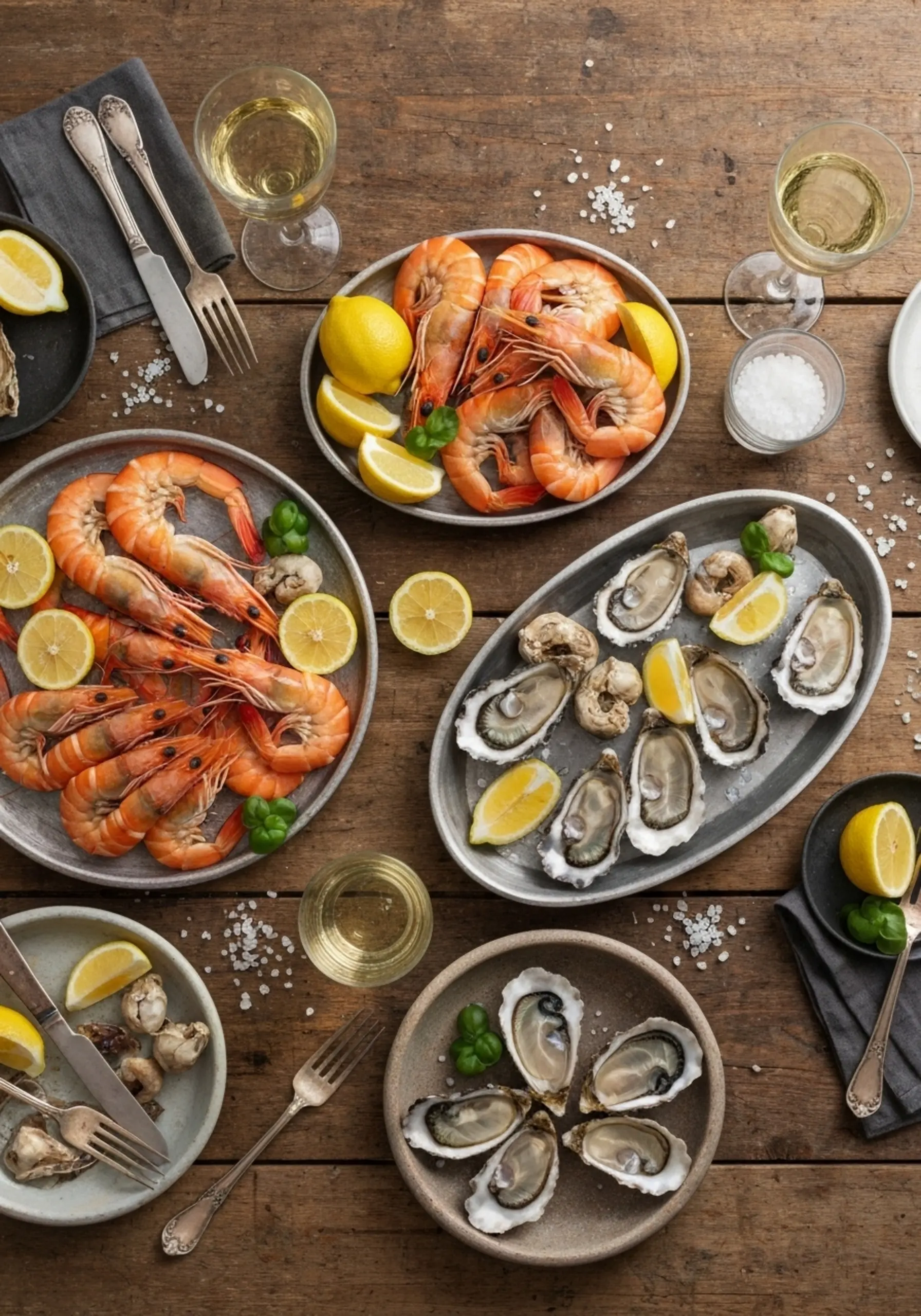 Various p white image of a down wine lemon filled 1 table abundant long and shot platters glasses sprawling top 8221 8220 seafood with wedges
