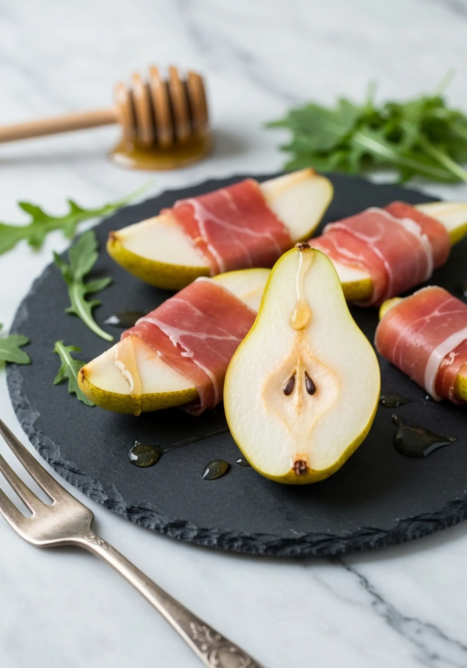 Prosciutto pears cheese blue h3 wrapped with 10