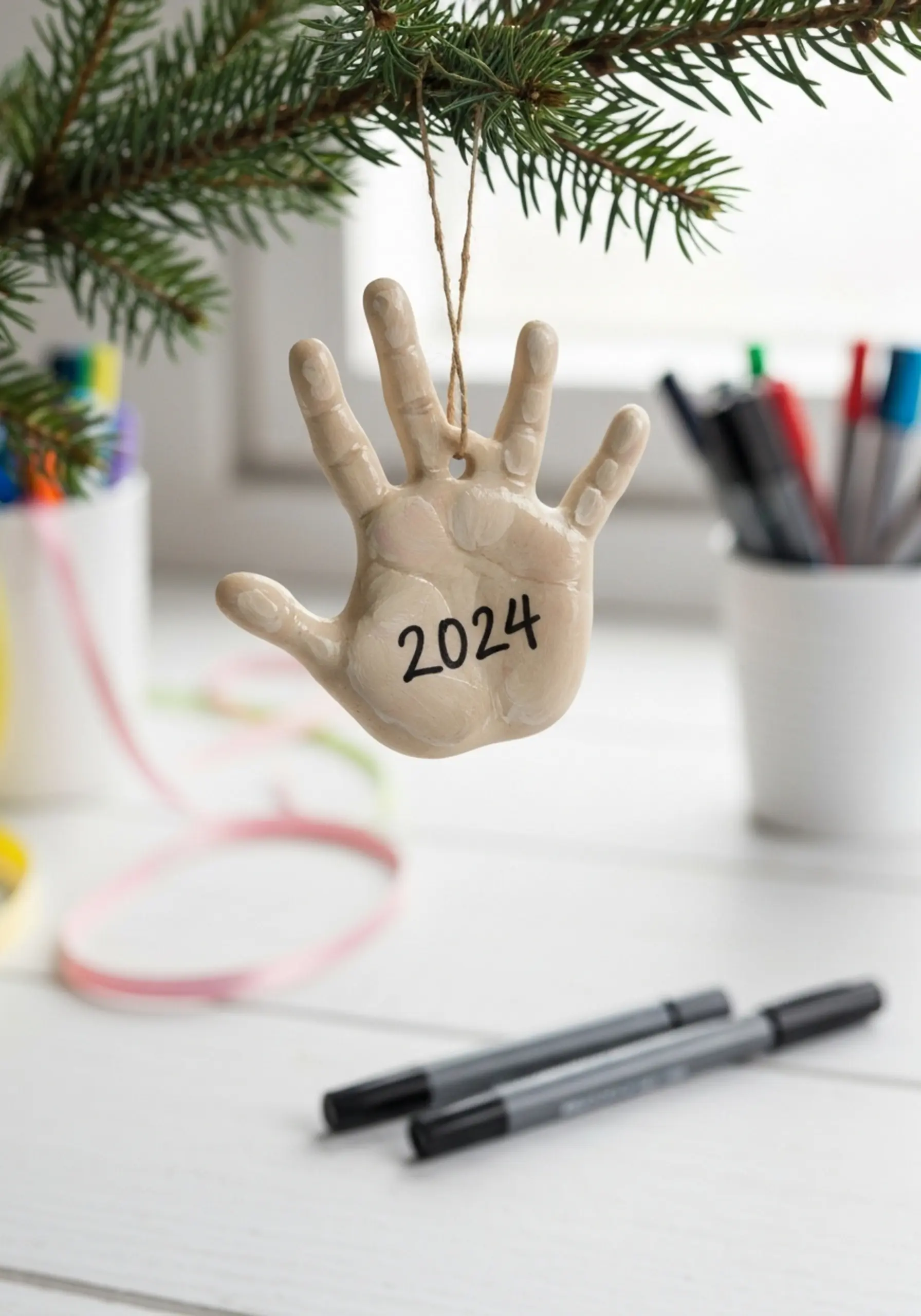 Handprint ornament on tree