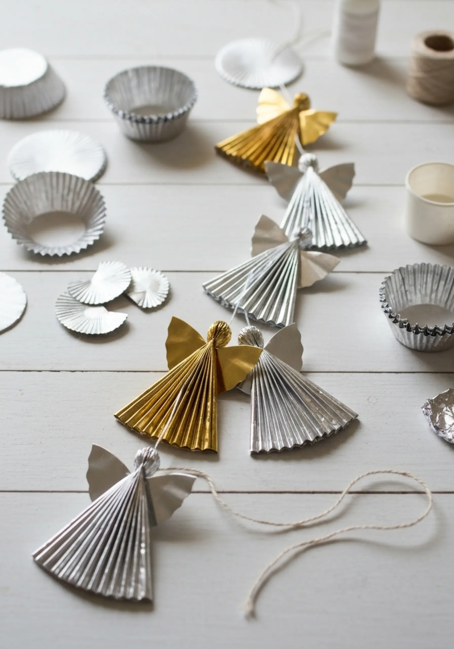 Cupcake liner angel garland