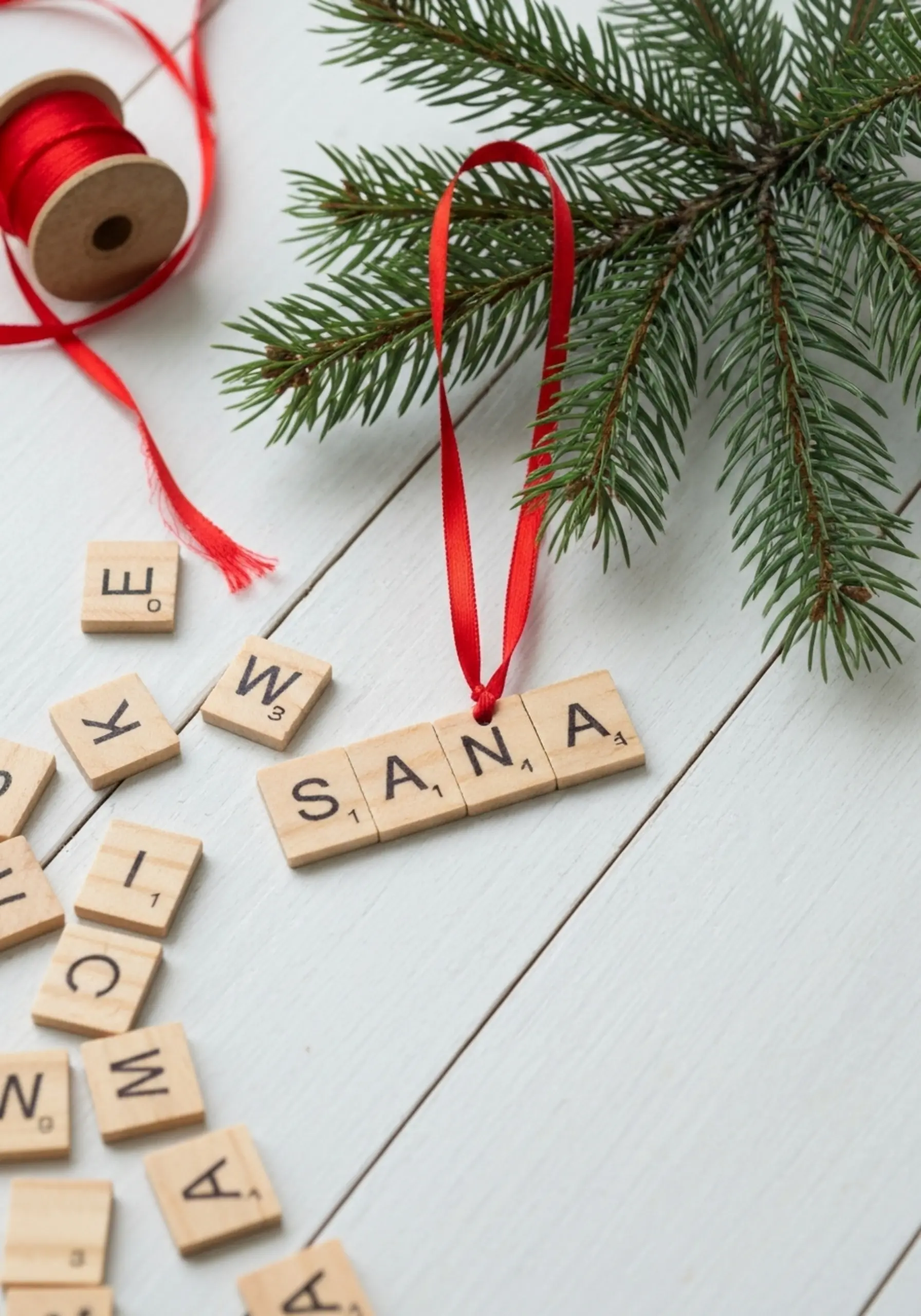 Scrabble tile santa ornament
