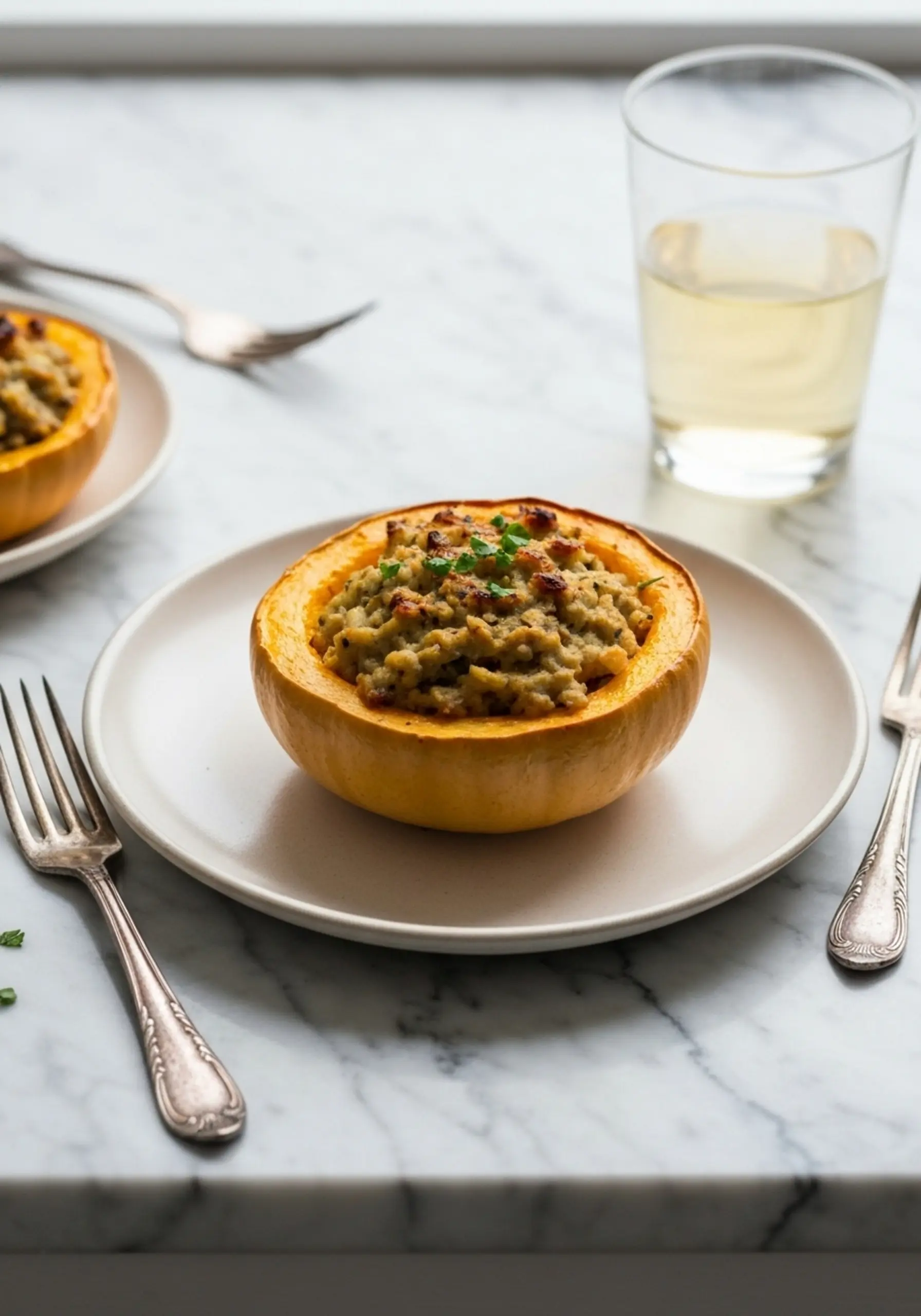 H3 038 with sausage acorn stuffed 17 squash rice wild