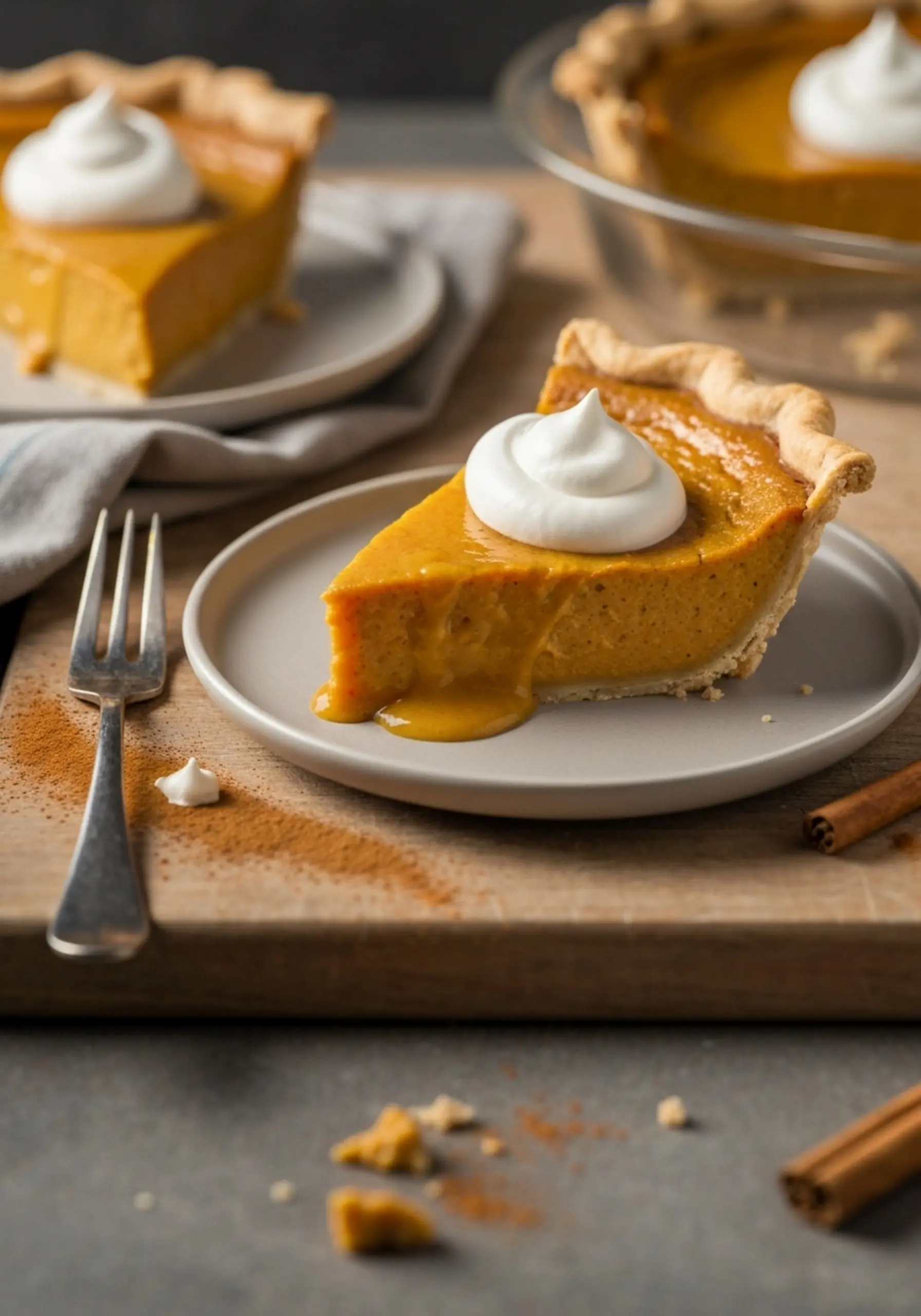 A dollop p filling the cream top plate image 18 slice of with slightly on oozing