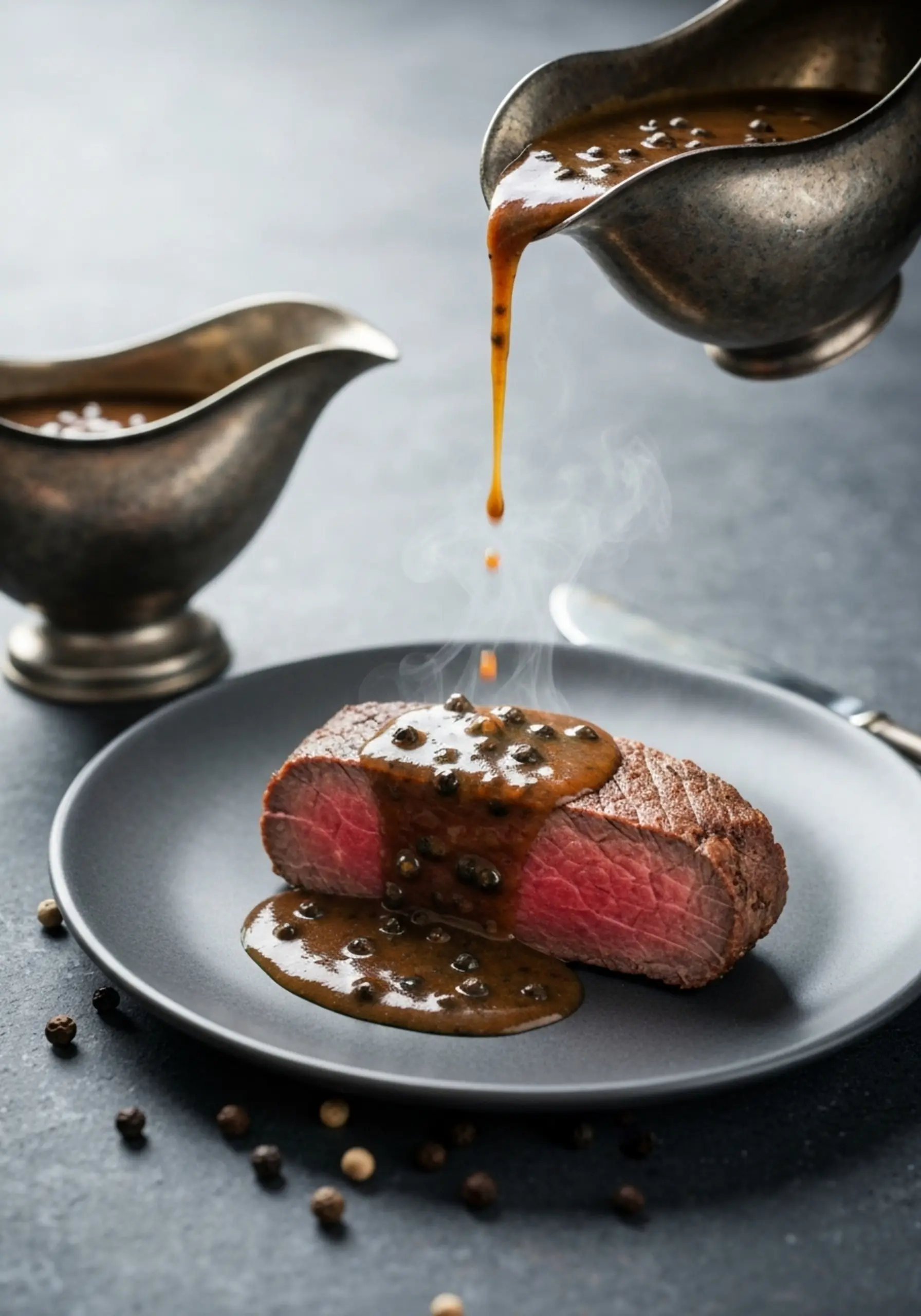Peppercorn 3 crusted tenderloin h3 cream cognac sauce with