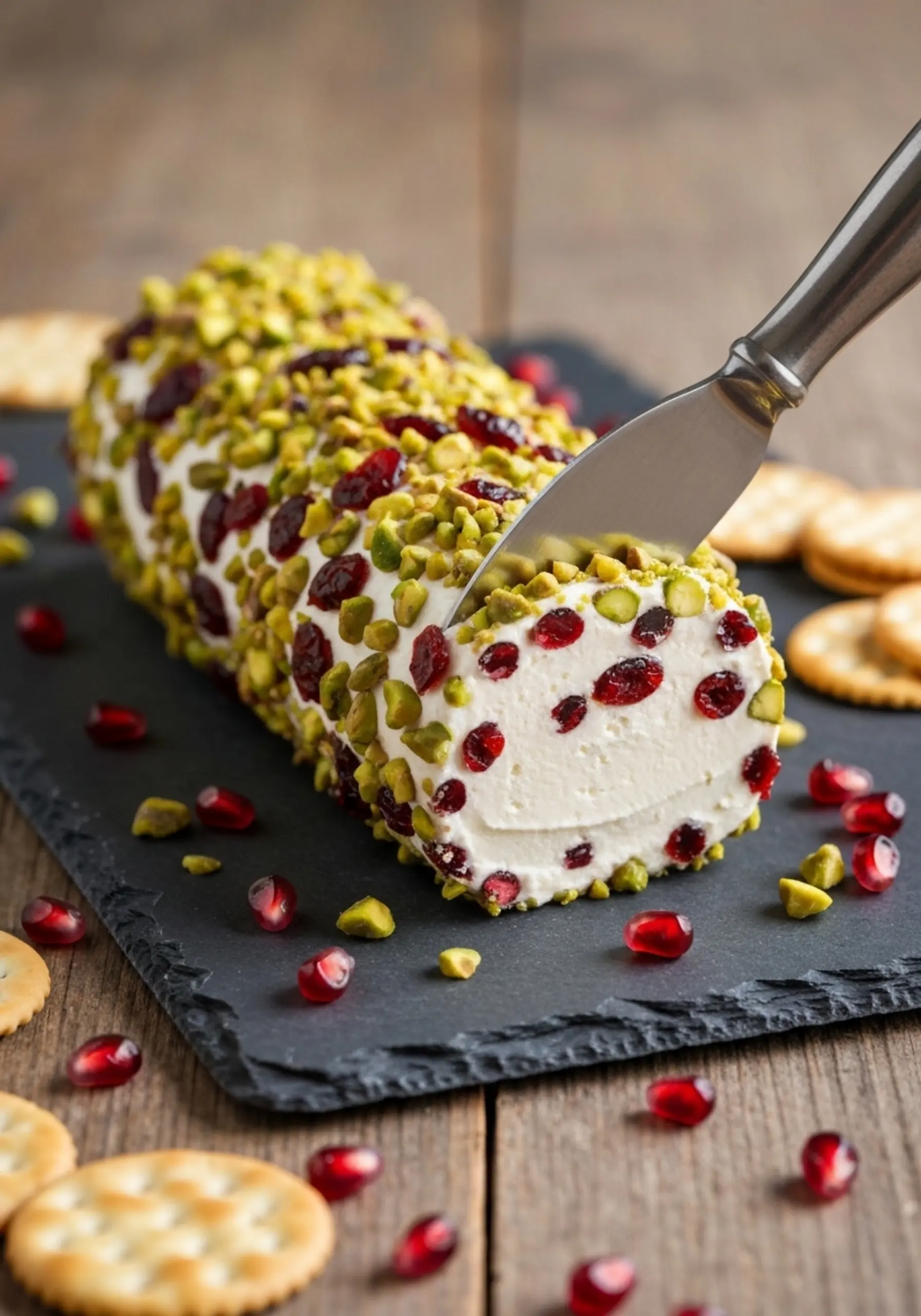 Goat cheese h3 8 log 038 pistachio pomegranate