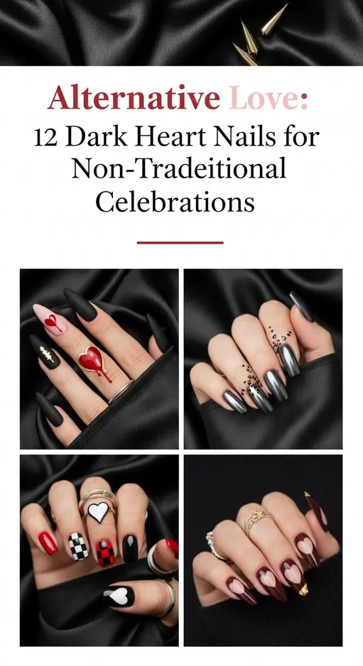 Alternative Love: 12 Dark Heart Nails for Non-Traditional Celebrations