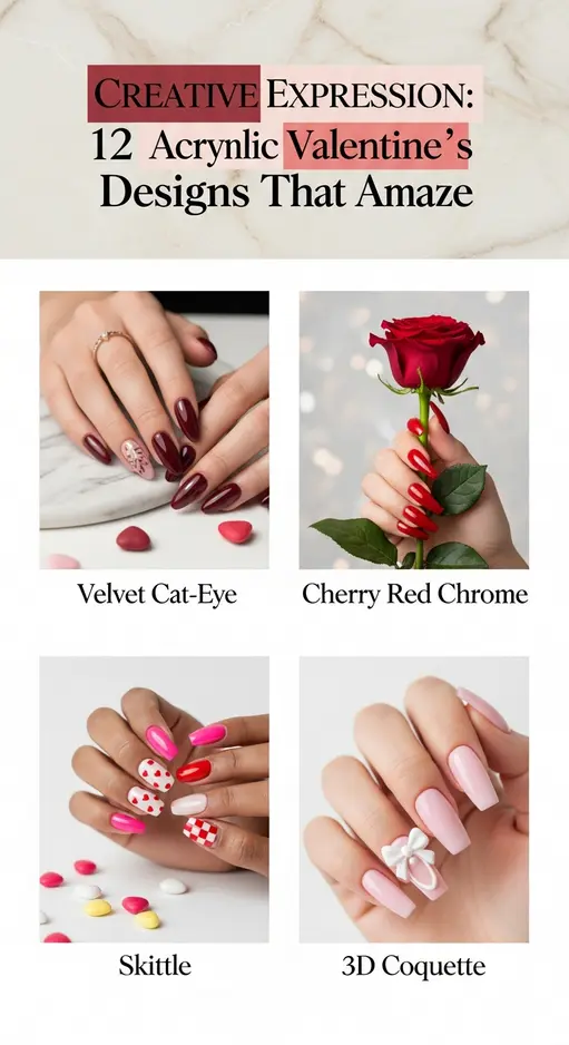 Creative Expression: 12 Acrylic Valentine’s Designs That Amaze