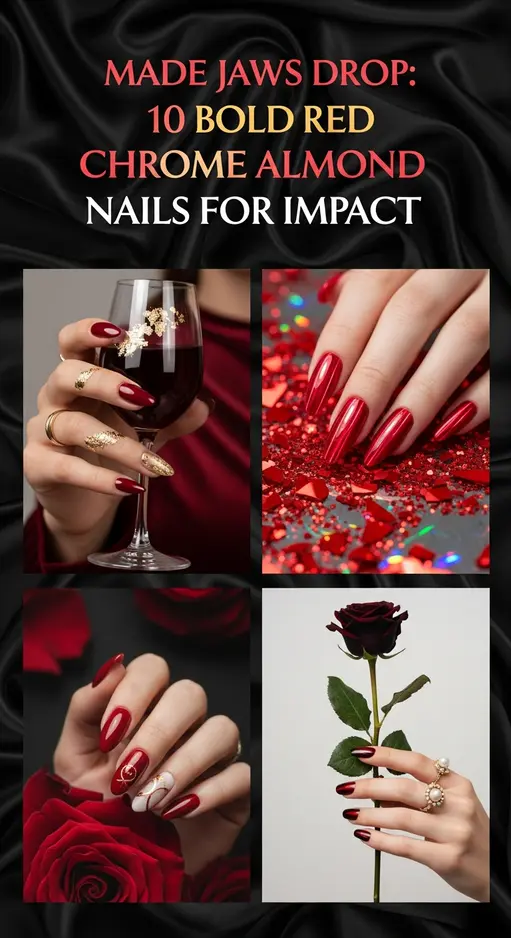 Made Jaws Drop: 10 Bold Red Chrome Almond Nails for Impact