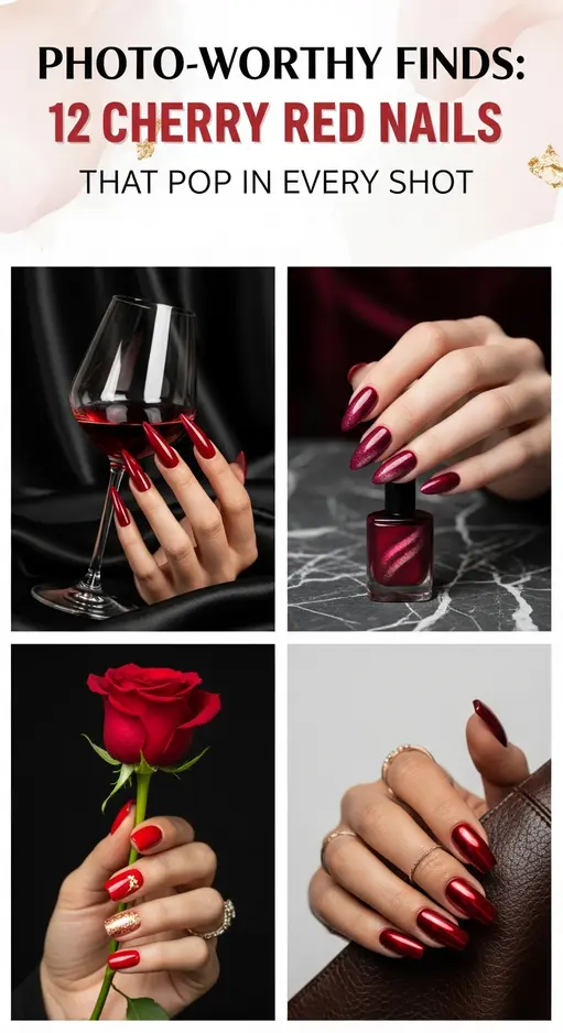 Photo-Worthy Finds: 12 Cherry Red Nails That Pop in Every Shot
