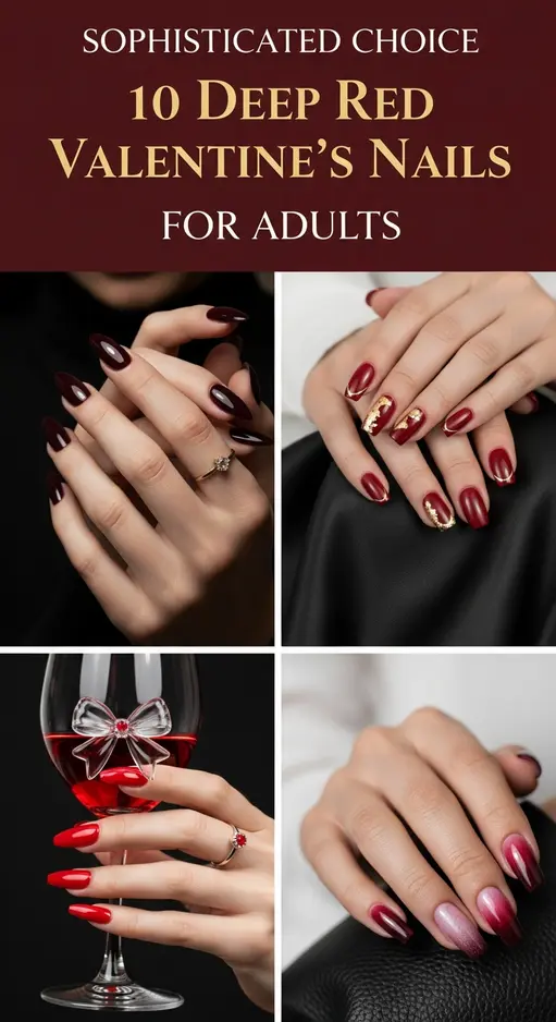 Sophisticated Choice: 10 Deep Red Valentine’s Nails for Adults