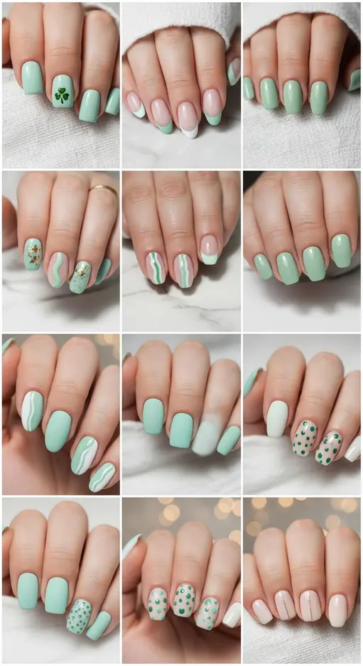 12 Mint Green St Patrick’s Nails for Soft Subtle Festive Vibes