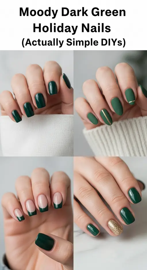 15 Dark Green Nail Ideas for Moody Sophisticated Holiday Vibes