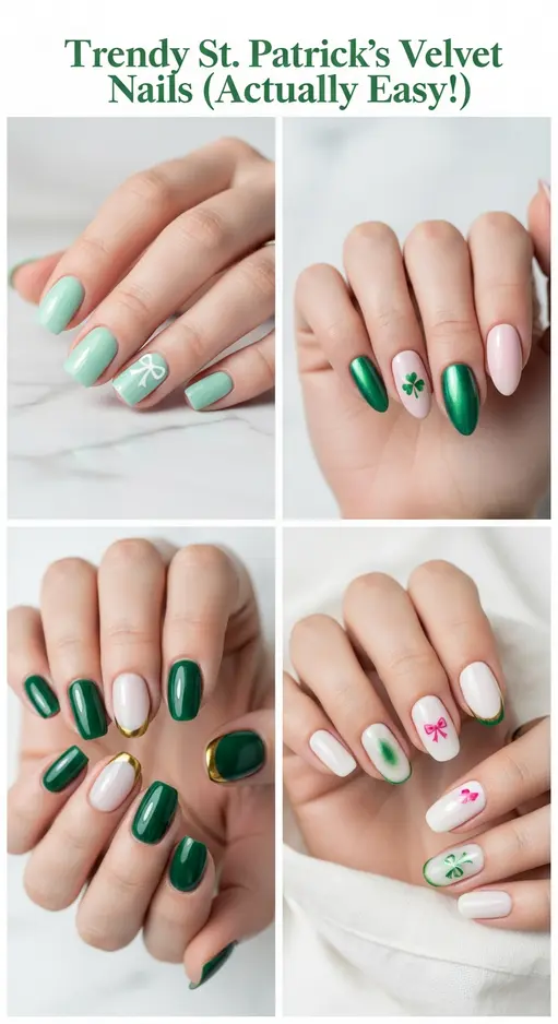 25 Trendy St Patrick’s Day Nails with Coquette Chrome Velvet 2026