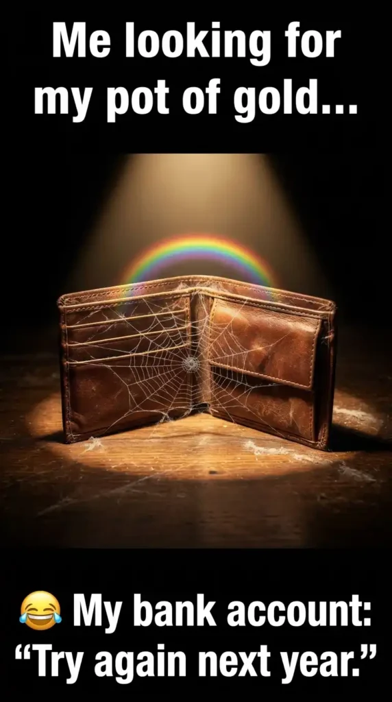 KaveeshMommy St. Patrick's Day meme -When your bank account is not the pot of gold you expected.