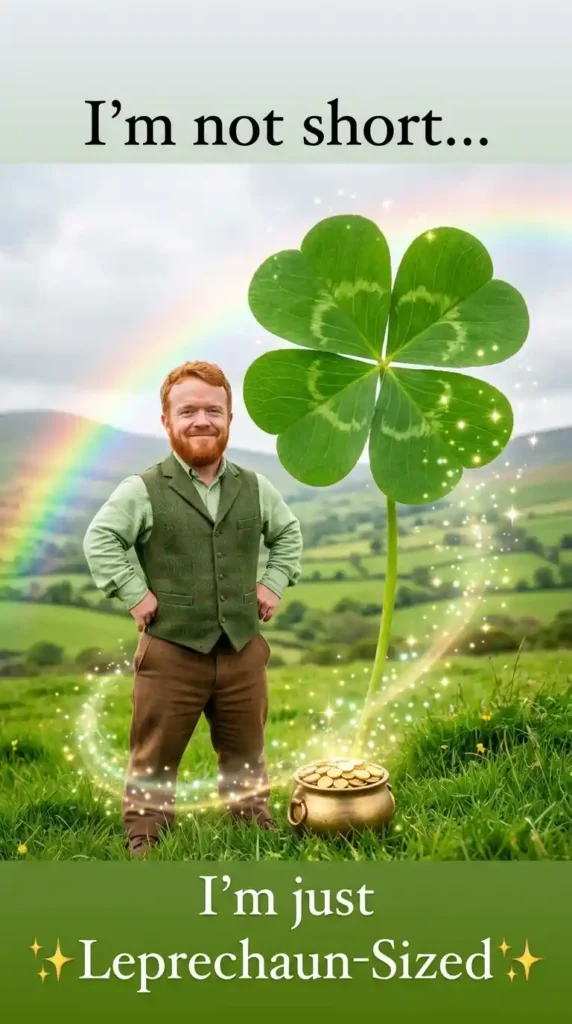 KaveeshMommy St. Patrick's Day meme -“I’m not short, I’m just leprechaun-sized.”