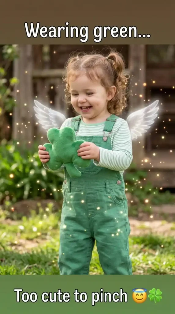 KaveeshMommy St. Patrick's Day meme -“Too cute to pinch.”