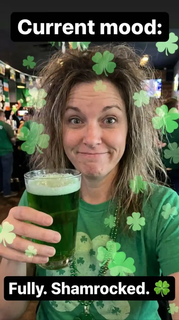 KaveeshMommy St. Patrick's Day meme -“Current mood: 100% shamrocked.”