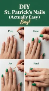 DIY St Patrick's Day Nails Tutorial for Beginners with No Experience -