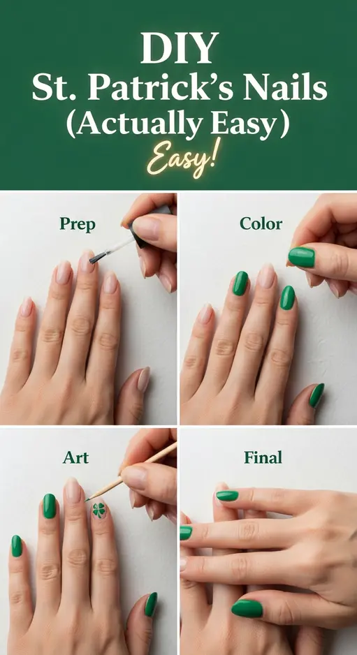 DIY St Patrick’s Day Nails Tutorial for Beginners with No Experience