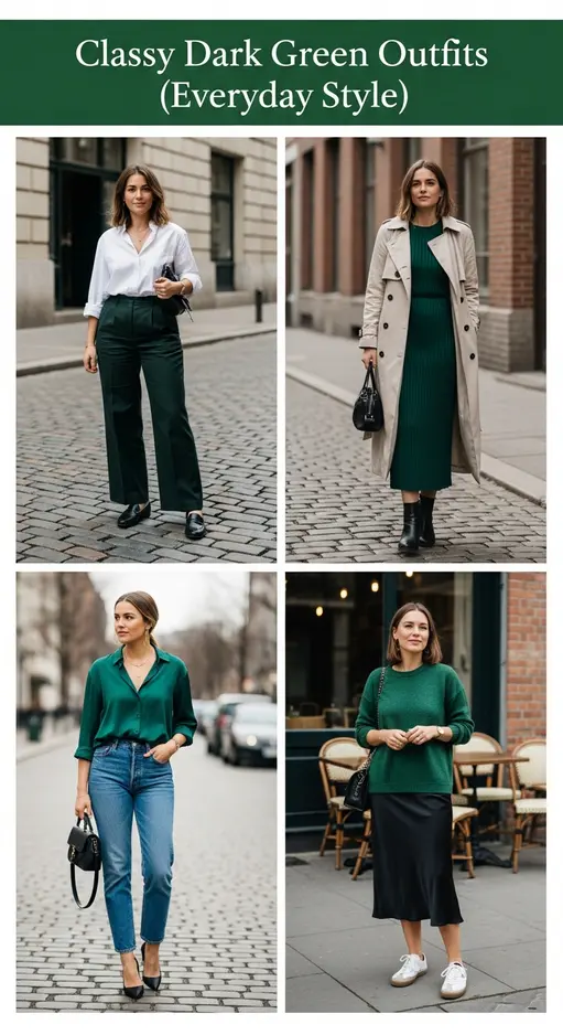 14 Dark Green Outfit Ideas St Patrick’s Day Sophisticated Classy Look