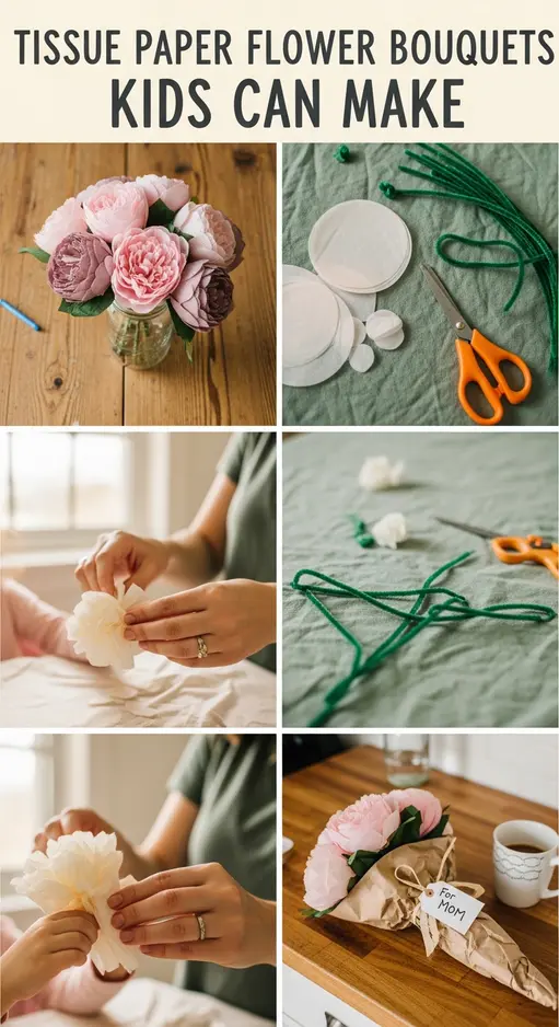 Tissue Paper Flower Bouquets Kids Can Make for Mom That Will Never Ever Wilt
