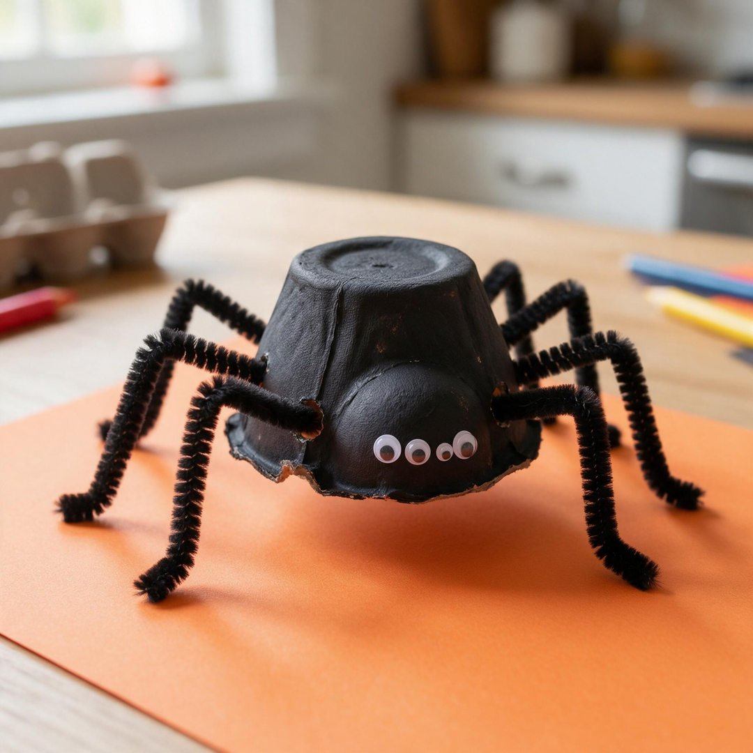 Crawling Egg Carton Spider with Pipe Cleaner Legs