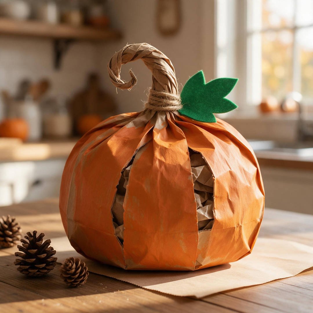 Stuffed Brown Paper Bag Rustic Pumpkin