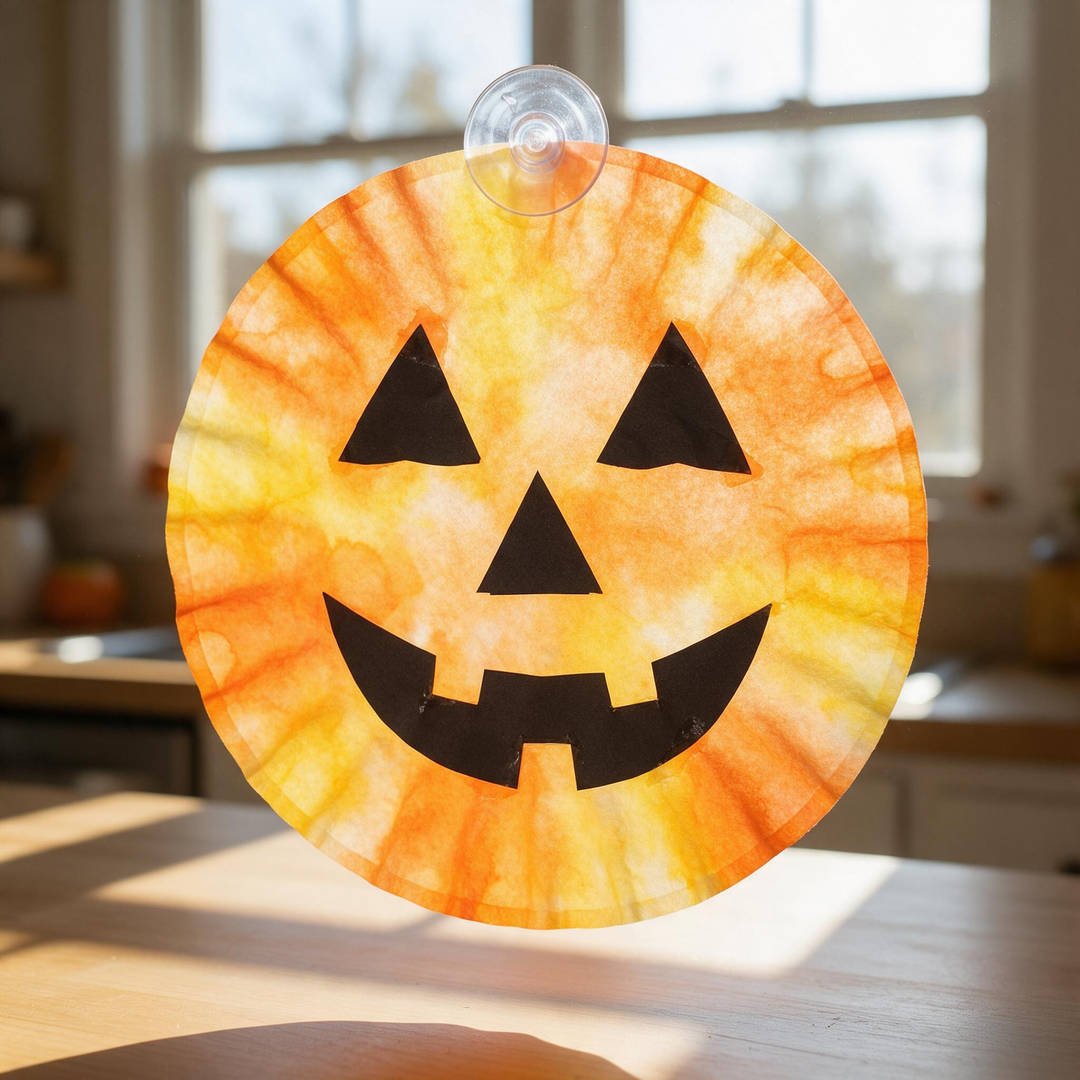 Glowing Jack-O'-Lantern Window Suncatcher