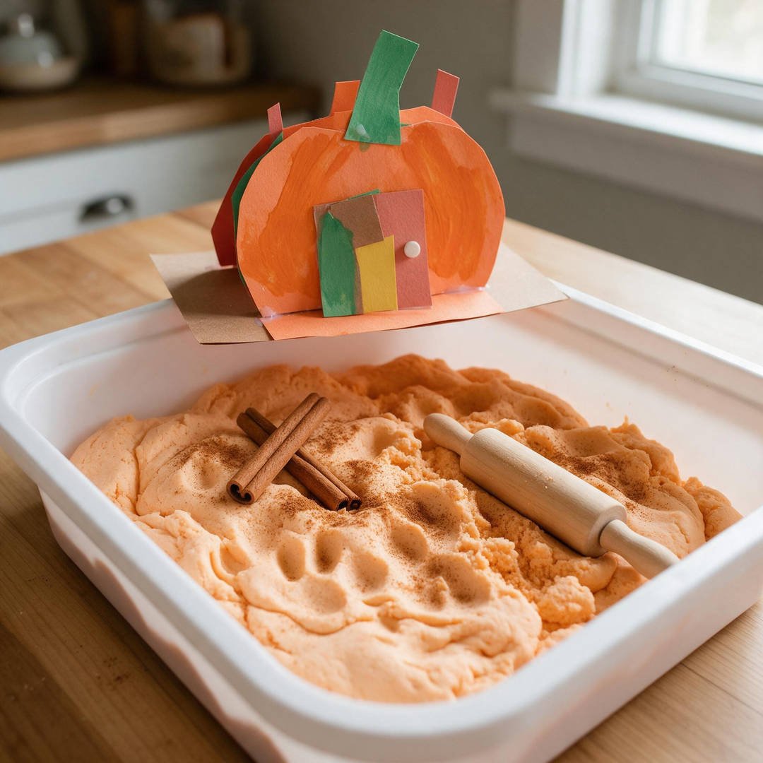 10 Fun Halloween Sensory Activities for Toddlers (Taste-Safe) 4 Cinnamon Scented Pumpkin Cloud Dough