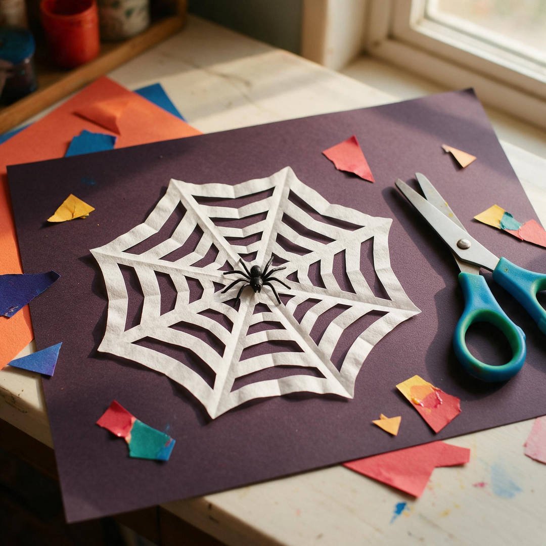 Fold-and-Snip Coffee Filter Spider Web
