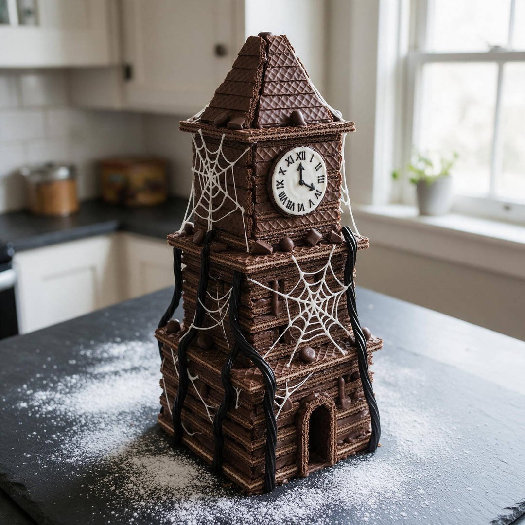 10 Spooky DIY Haunted Gingerbread Houses Kids Can Build 5 Chocolate Wafer Haunted Clock Tower