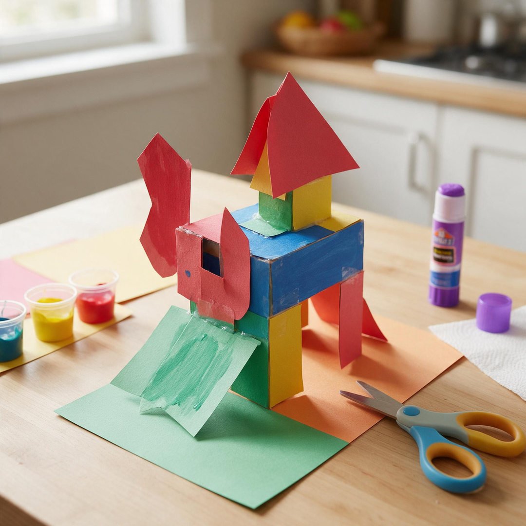 10 Cute Popsicle Stick Halloween Crafts for Kids (Easy!) 5 Tabletop haunted mansion made from black painted wooden craft sticks with yellow tissue paper windows and a crooked roof.