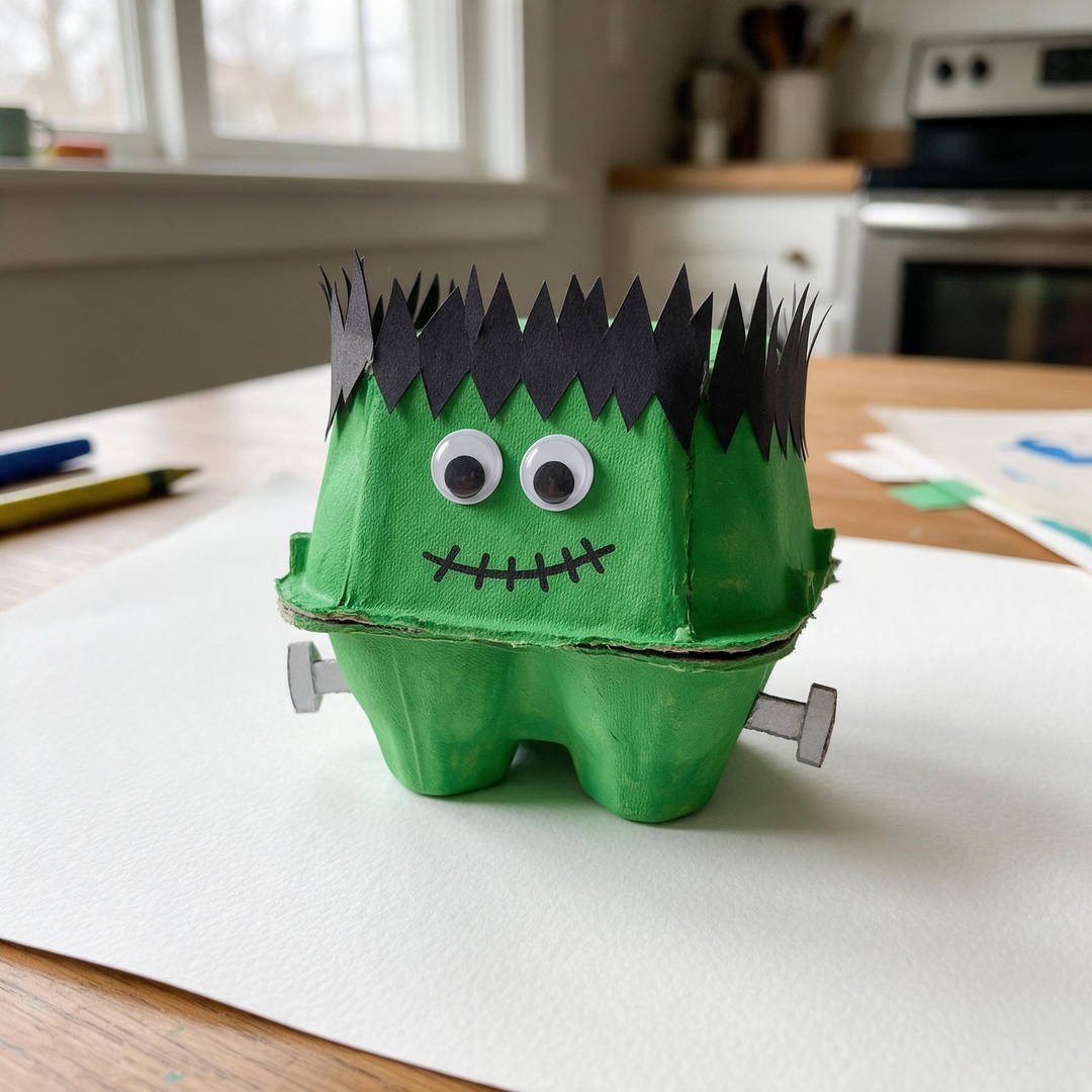 Egg Carton Frankenstein Monster with Bolt Screws