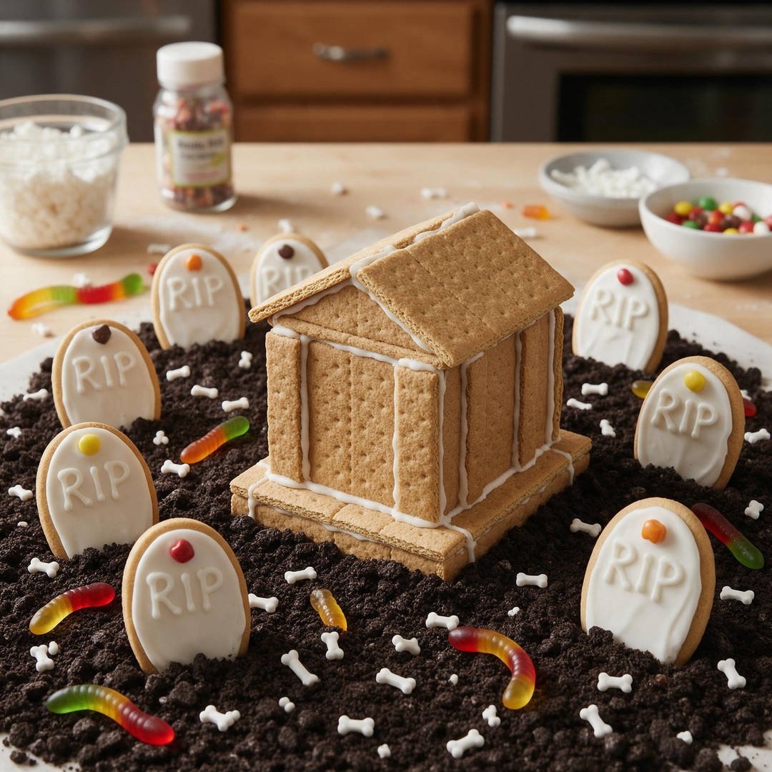 10 Spooky DIY Haunted Gingerbread Houses Kids Can Build 6 Graveyard Mausoleum Cookie Tomb