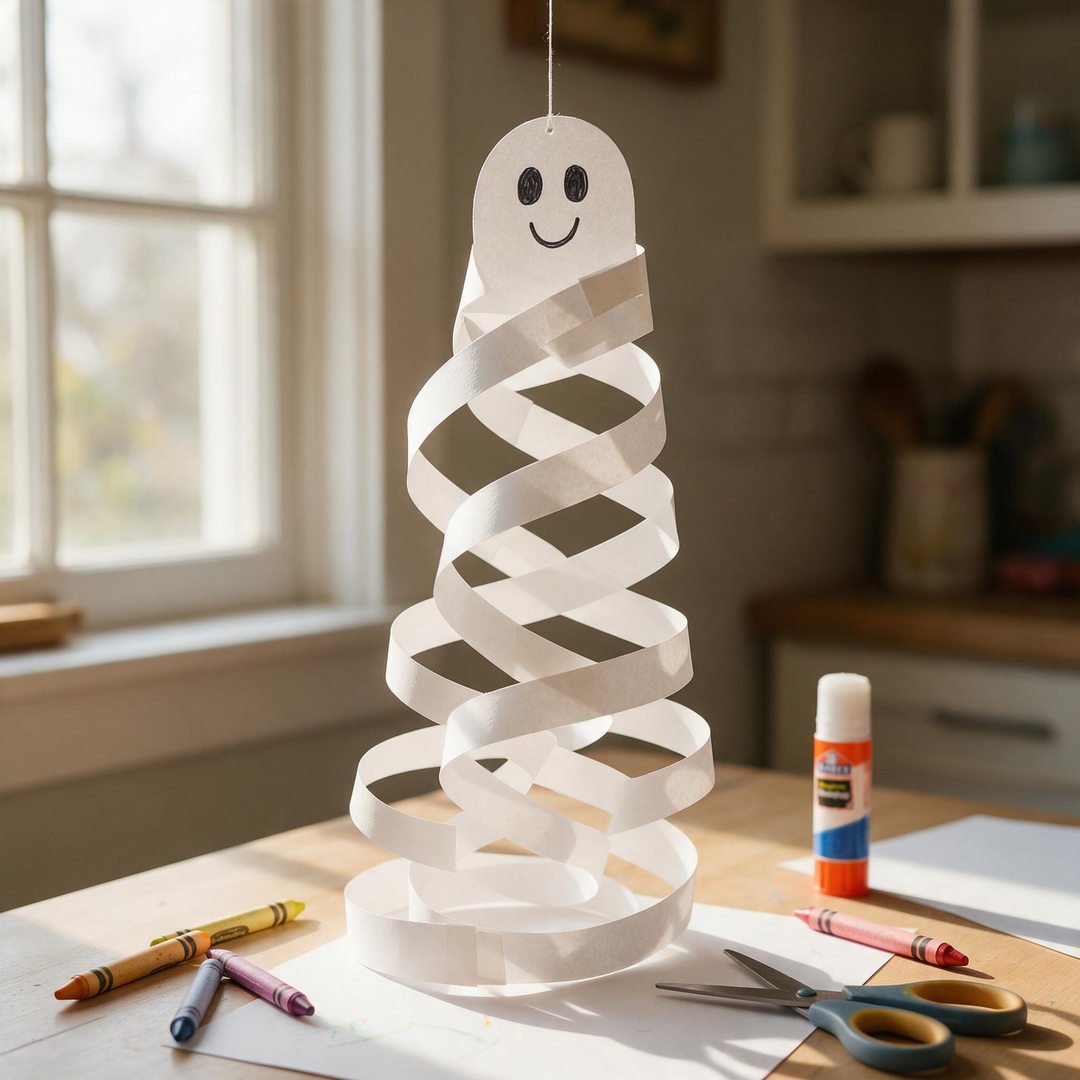 Spiral Hanging Construction Paper Ghost
