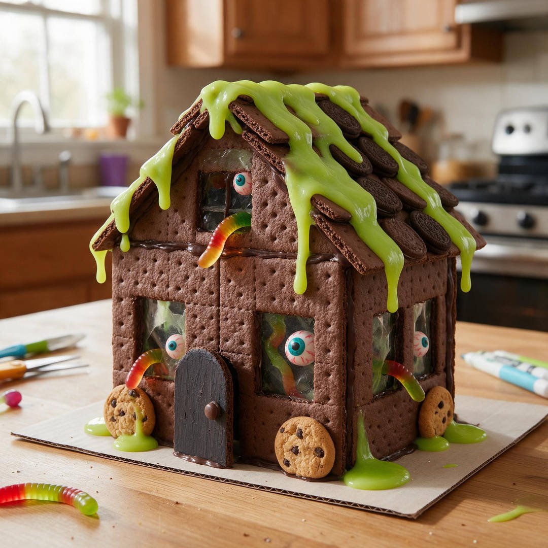 10 Spooky DIY Haunted Gingerbread Houses Kids Can Build 9 Dripping Slime Cavern Haunted Bakery