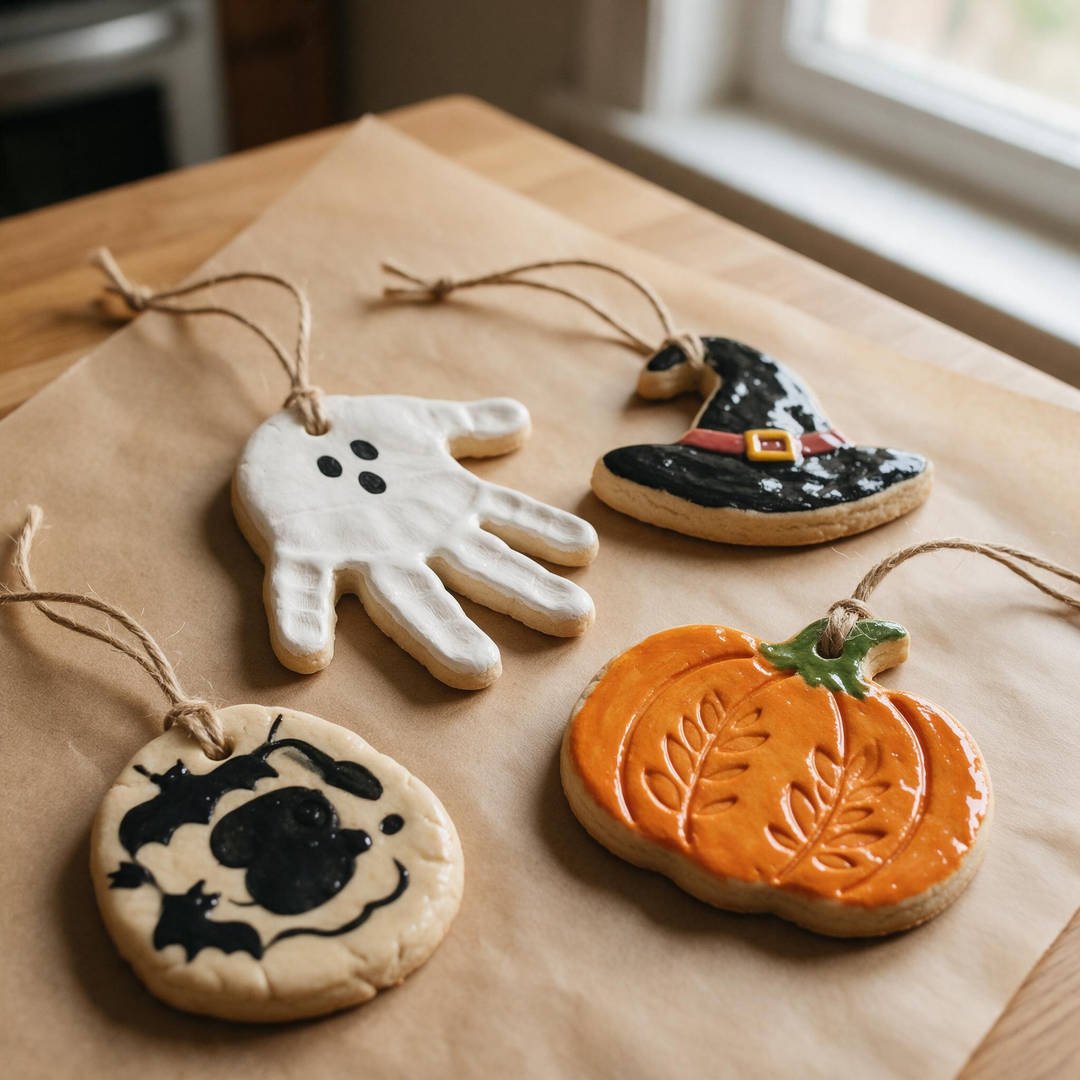 10 Easy Halloween Craft Ideas for Kids (Fun & Spooky DIYs) 9 Salt Dough Halloween Keepsake Ornaments - Baked handmade salt dough pumpkin and ghost handprint ornaments tied with jute twine