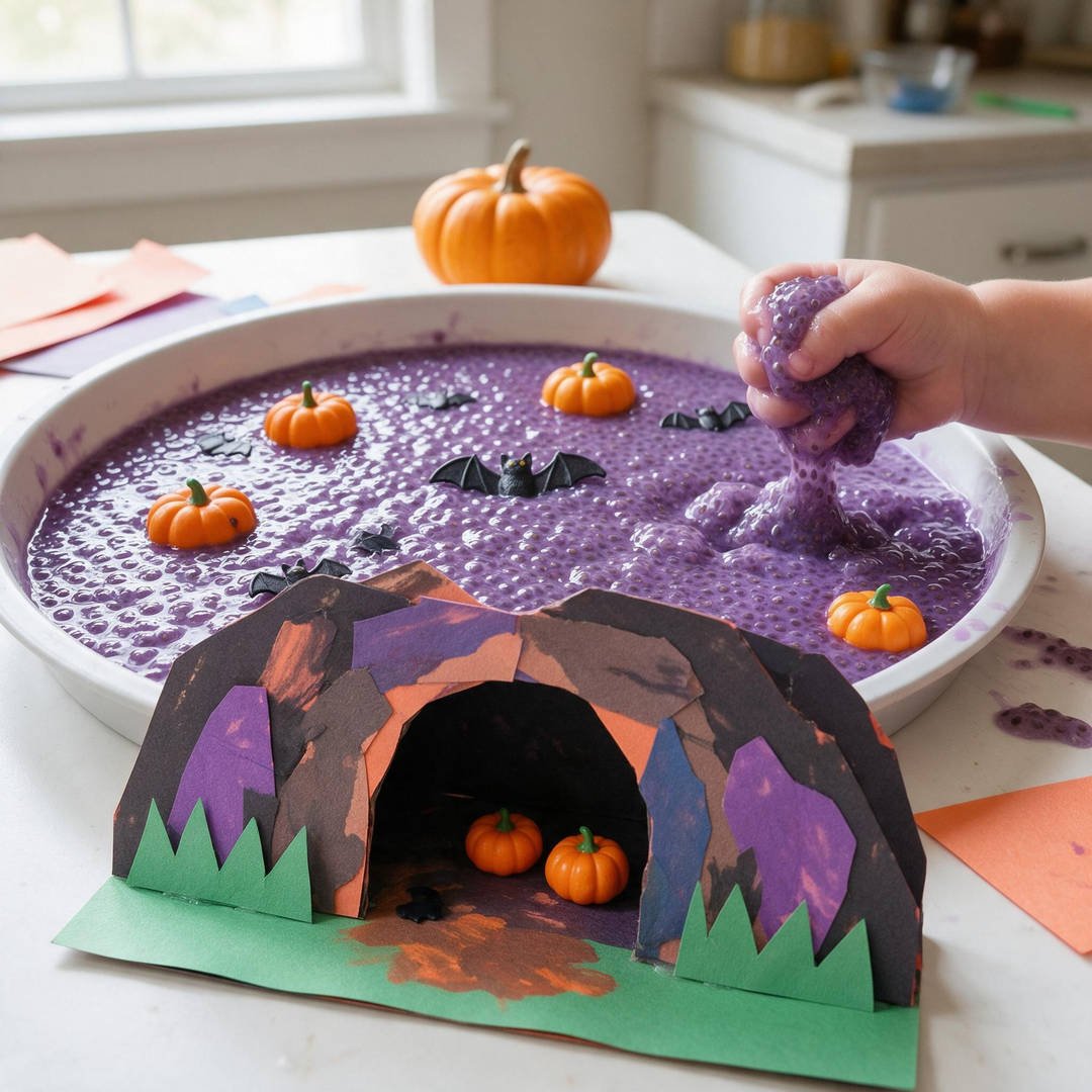 10 Fun Halloween Sensory Activities for Toddlers (Taste-Safe) 10 Chia Seed Slime Cavern Sensory Play
