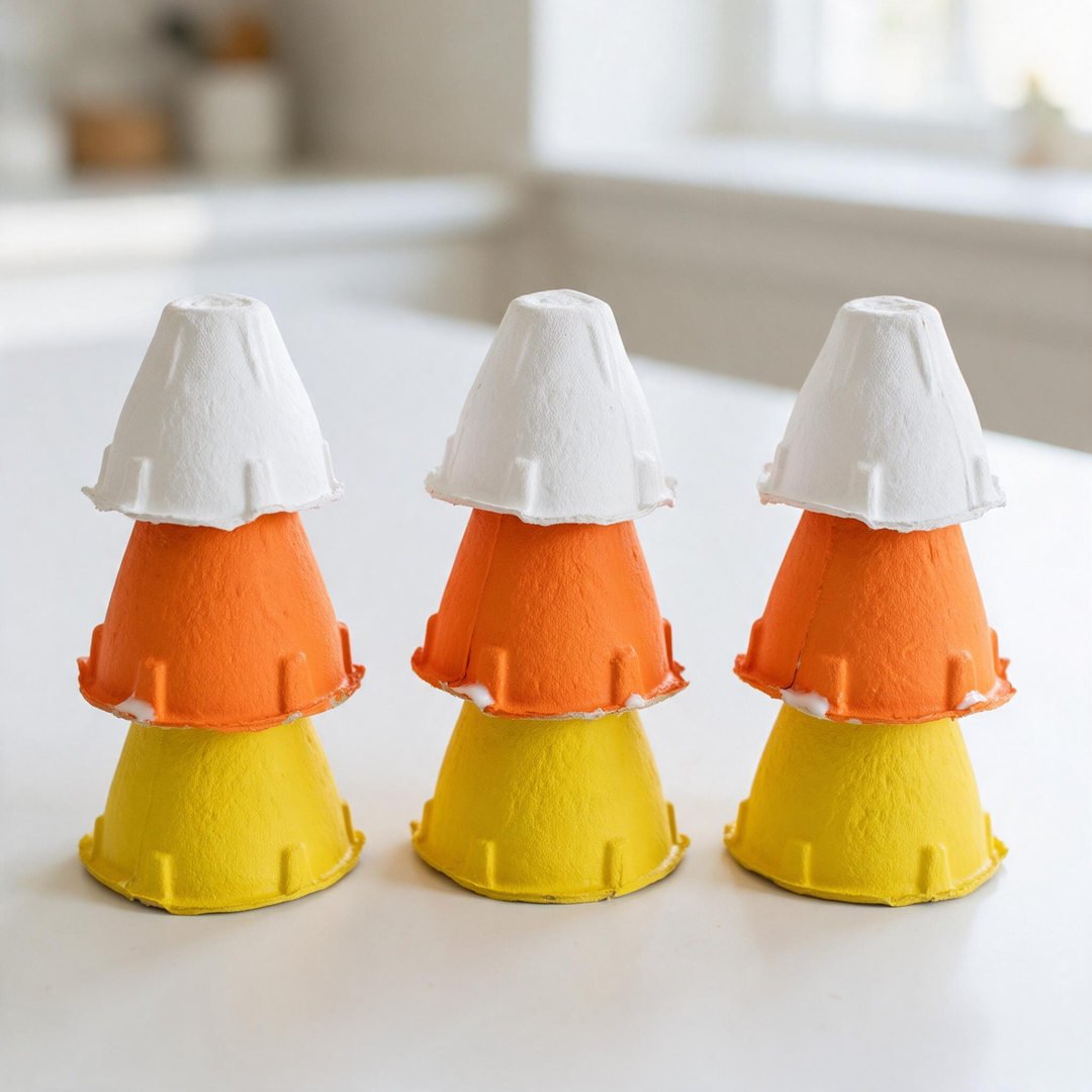 Egg Carton Candy Corn Stacking Towers
