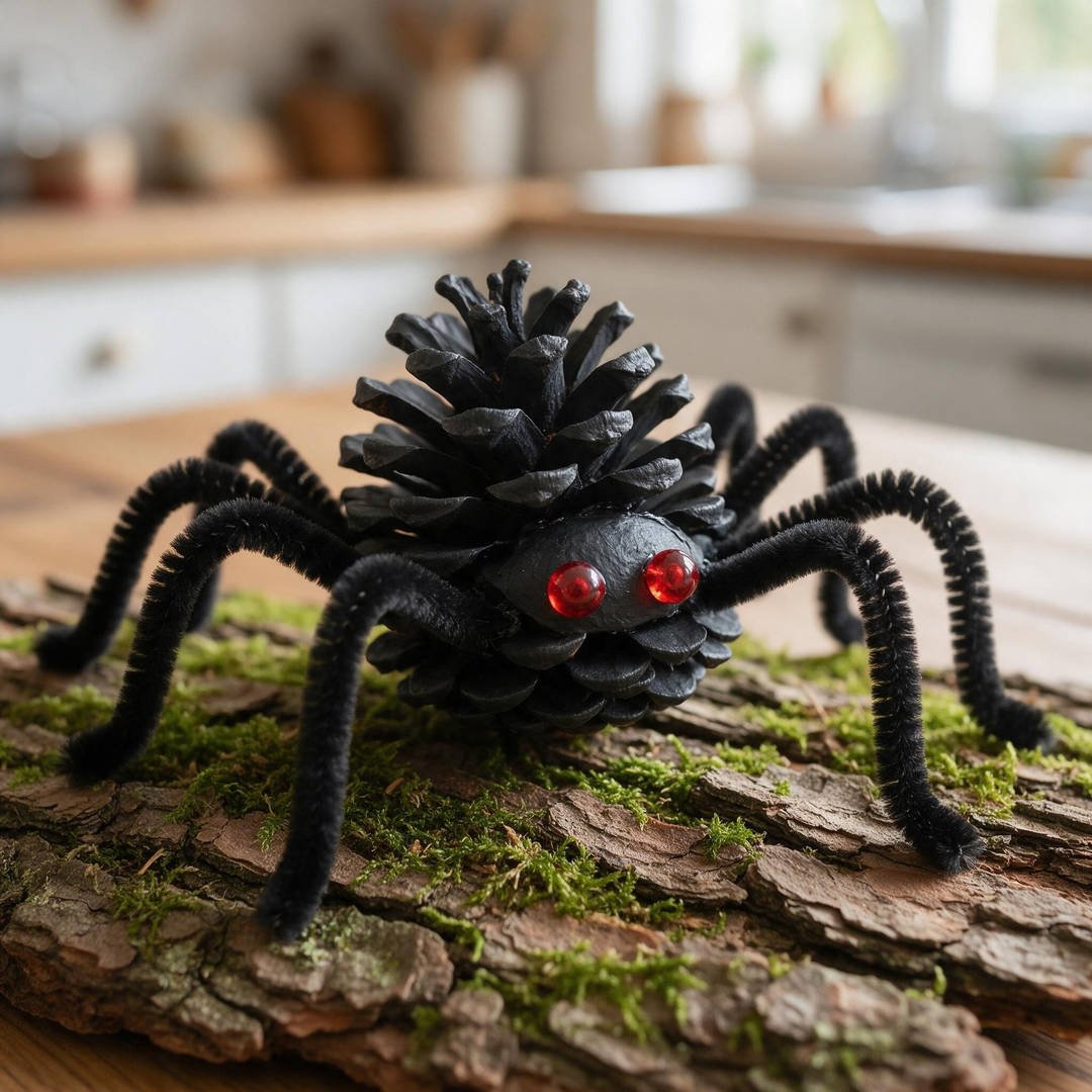 10 Easy Halloween Craft Ideas for Kids (Fun & Spooky DIYs) 10 Pinecone Spooky Spiders - Natural pinecone painted black with eight bendable fuzzy black pipe cleaner legs and red bead eyes